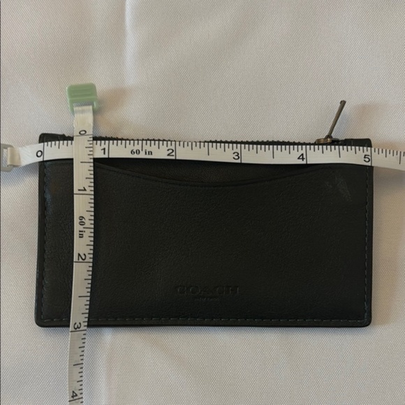 Coach Zip Card Case Wallet Two-Tone Colorblock Calf Leather Black/Olive Green OS - Picture 12 of 12